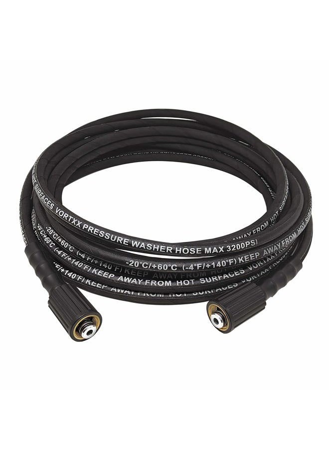 Vortxx Heavy Duty 1/4" x 30' Universal Pressure Washer Hose | M22-14mm Connections | Flexible | 3200 PSI | Kink Resistant | Double O-Ring - Image 1
