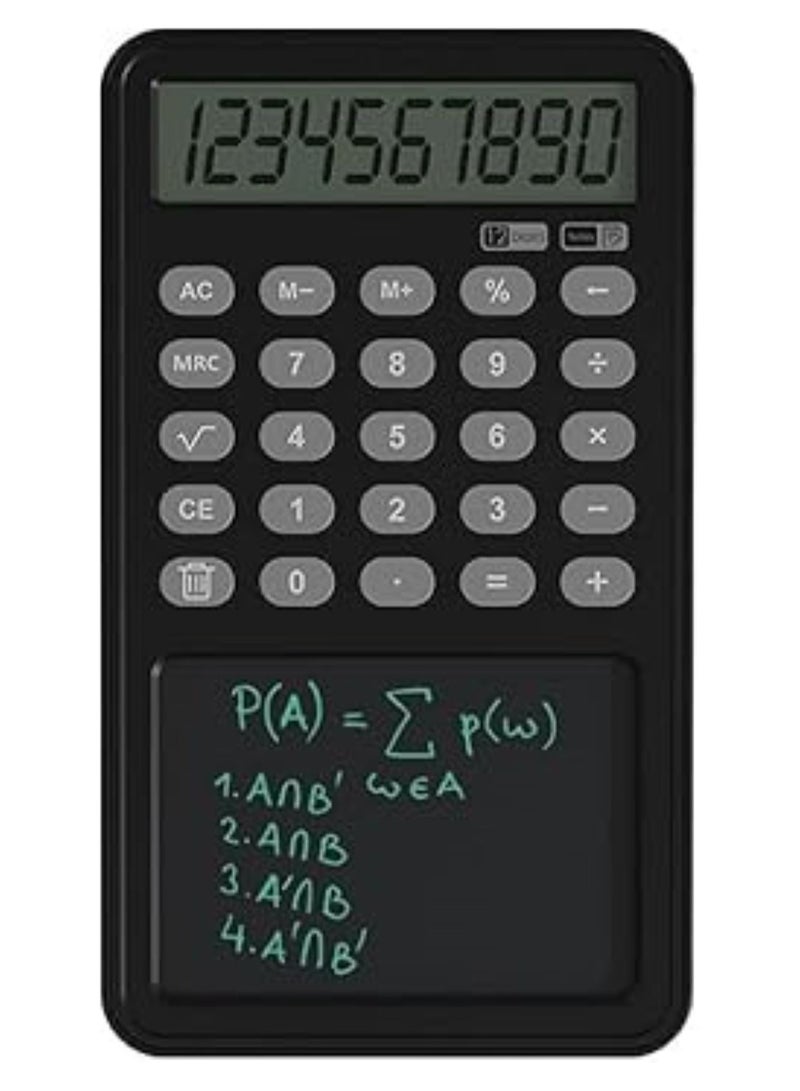 بيتا آلة حاسبة مع لوح كتابة، آلة حاسبة أساسية بشاشة عرض 12 رقمًا، آلة حاسبة 2 في 1 مع شاشة LCD ومفكرة، آلة حاسبة مالية احترافية للمكتب والمنزل والأعمال (باللون الأسود) - Image 1