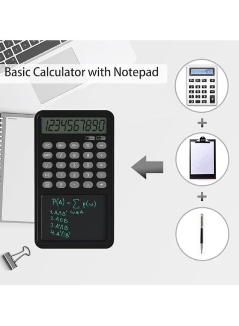 بيتا آلة حاسبة مع لوح كتابة، آلة حاسبة أساسية بشاشة عرض 12 رقمًا، آلة حاسبة 2 في 1 مع شاشة LCD ومفكرة، آلة حاسبة مالية احترافية للمكتب والمنزل والأعمال (باللون الأسود) - Image 2