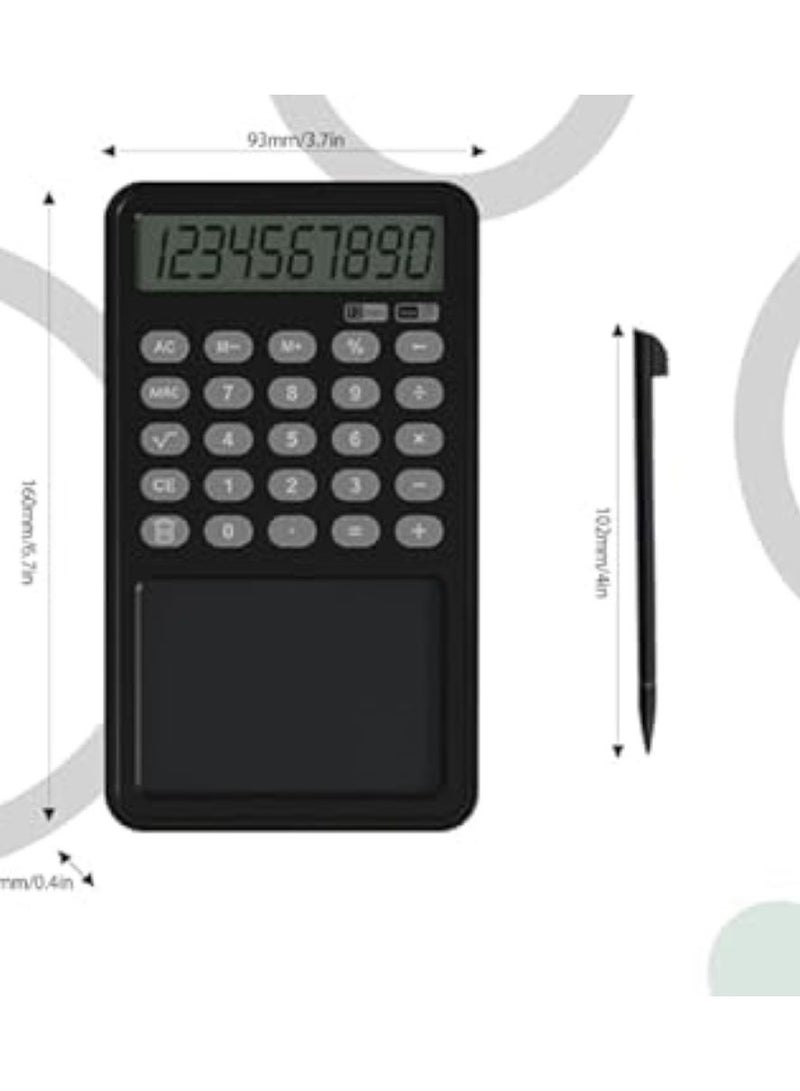 بيتا آلة حاسبة مع لوح كتابة، آلة حاسبة أساسية بشاشة عرض 12 رقمًا، آلة حاسبة 2 في 1 مع شاشة LCD ومفكرة، آلة حاسبة مالية احترافية للمكتب والمنزل والأعمال (باللون الأسود) - Image 3