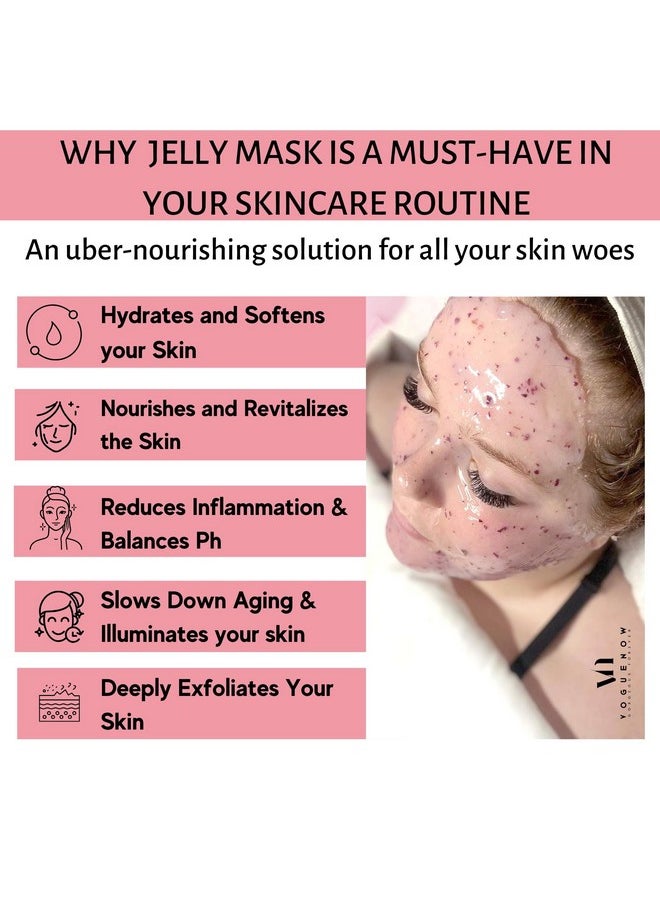 VogueNow - Jelly Face Mask For Facials Bulgarian Rose Hydrating Brightening & Nourishing Jelly Mask With Free Jade Roller & Spatula Professional Hydrojelly Masks Vajacial Jelly Mask Powder 23 Oz Jar - Image 1