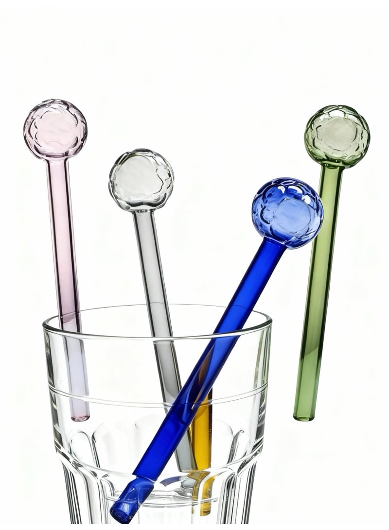 شيانغ مي 5 قطع من القش الزجاجي المقاوم للحرارة عالي الجودة المصنوع من مادة البورسليكات العالية للاستخدام طويل الأمد (لون عشوائي) - Image 1