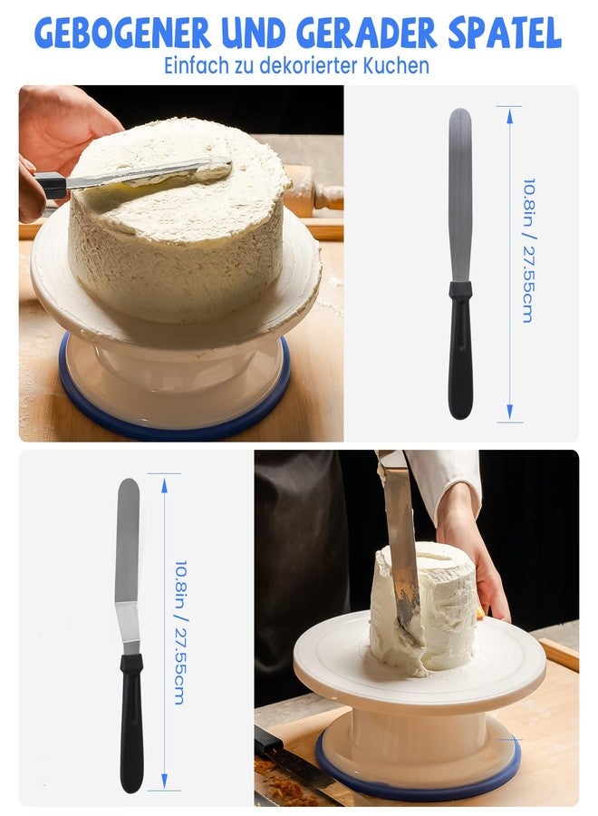 مجموعة أدوات تزيين الكيك من Uten، 60 قطعة، تتضمن حامل تزيين الكيك مع قاعدة دوارة مقاس 11 بوصة، 48 رأس تزيين مرقمة، ملعقتين مسطحتين، 3 مكاشط تزيين، مقص، كيس تزيين، أدوات الخبز - Image 2