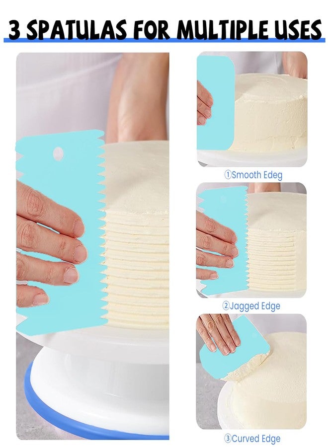 مجموعة أدوات تزيين الكيك من Uten، 60 قطعة، تتضمن حامل تزيين الكيك مع قاعدة دوارة مقاس 11 بوصة، 48 رأس تزيين مرقمة، ملعقتين مسطحتين، 3 مكاشط تزيين، مقص، كيس تزيين، أدوات الخبز - Image 3