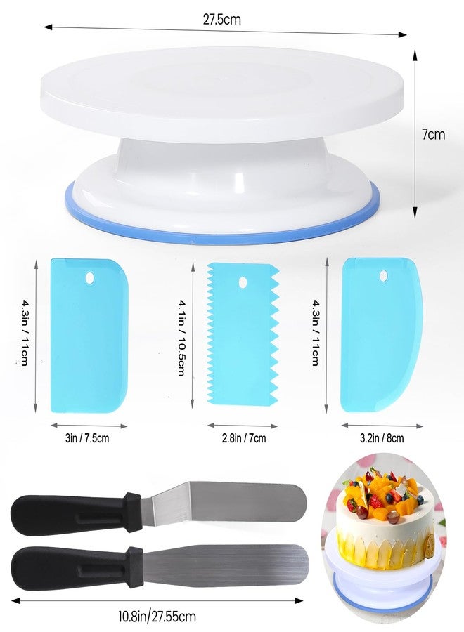 مجموعة أدوات تزيين الكيك من Uten، 60 قطعة، تتضمن حامل تزيين الكيك مع قاعدة دوارة مقاس 11 بوصة، 48 رأس تزيين مرقمة، ملعقتين مسطحتين، 3 مكاشط تزيين، مقص، كيس تزيين، أدوات الخبز - Image 5