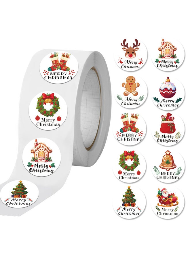 500 Sheets/volume New Christmas Stickers Roll Cartoon Hand Account Stickers Waterproof