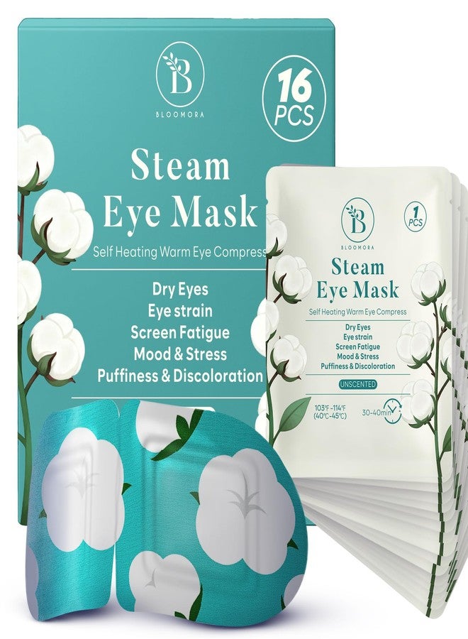 BLOOMORA 16 Pack Unscented Steam Eye Mask for Dryness, Puffiness, Strain & Relaxation, Heated Eye Mask for Sleep & Travel, Self-Heating & Disposable Warm Compress, Travel Essentials, Relaxation Gifts for Women - Image 1