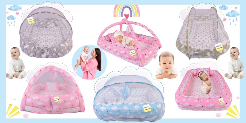 Kwitchy Baby Bedding Set New Born Baby Bed | Mattress | Luxury | Mosquito Net | Reversible | Cotton | Infant | Toddler | Boys & Girls (0-12 Months, Pink) - Image 4