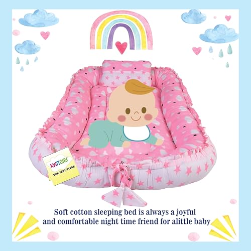 Kwitchy Baby Bedding Set New Born Baby Bed | Mattress | Luxury | Mosquito Net | Reversible | Cotton | Infant | Toddler | Boys & Girls (0-12 Months, Pink) - Image 3
