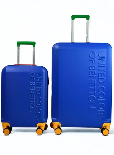 UNITED COLORS OF BENETTON BNTA-203X Set of 2 Luggage with TSA Lock| Material- Acrylonitrile Butadiene Styrene| Adjustable Trolley Handle | Smooth Dual Wheels 360degree rotate|SIZE-20/28| BLUE