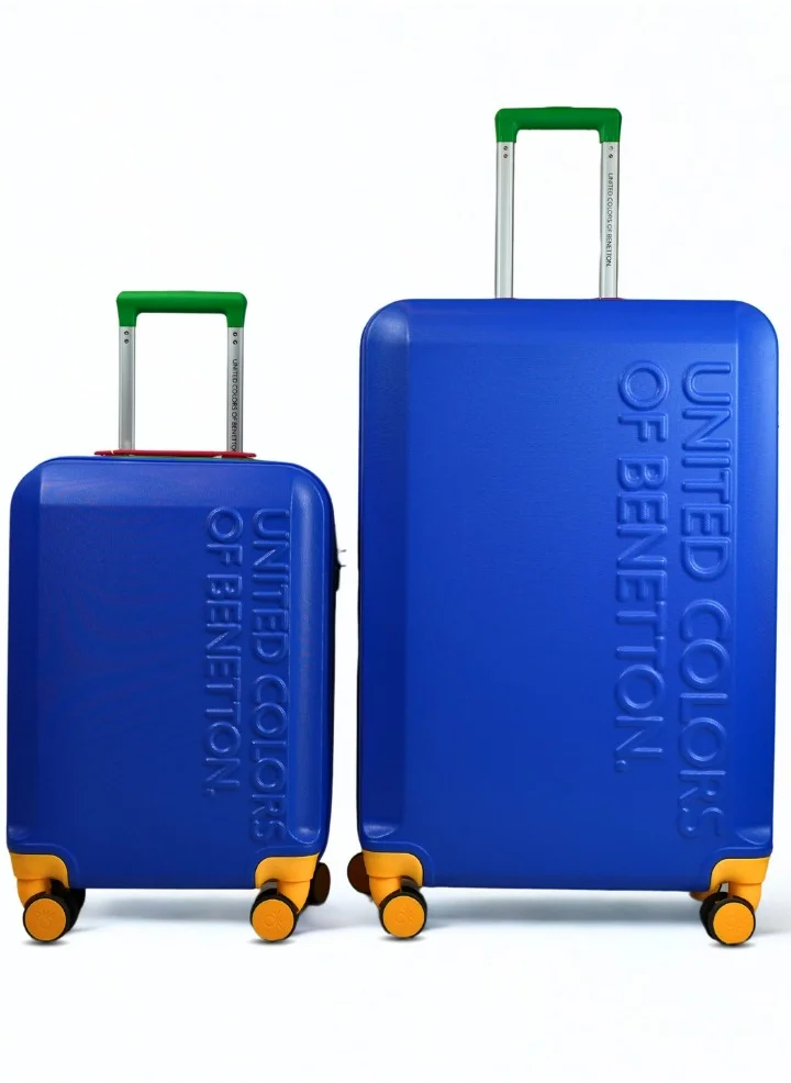 UNITED COLORS OF BENETTON BNTA-203X Set of 2 Luggage with TSA Lock| Material- Acrylonitrile Butadiene Styrene| Adjustable Trolley Handle | Smooth Dual Wheels 360degree rotate|SIZE-20/28| BLUE