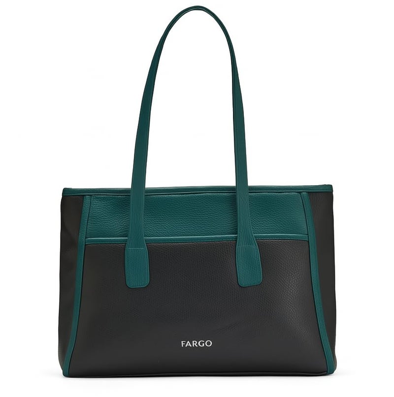 Fargo Urbane Black Tote Bag for Women | Large Vegan Leather Handbag with 16-Inch Laptop Compartment, RFID Pockets, Zip Closure | Stylish Office, Travel Tote | Made in India - Image 1