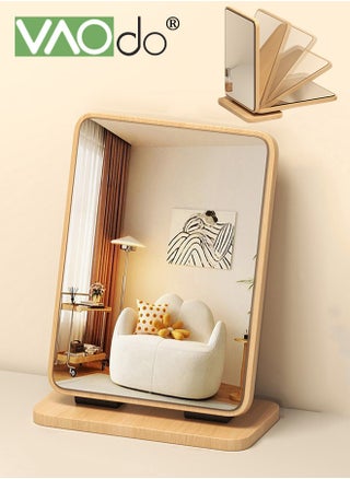 Wooden Desk Mirror 90° Swivel Mirror Single-Sided Makeup Table Mirror, Portable Countertop Room High-Definition Make Up Mirror 22*16CM - pzsku/ZF60BF8F4174F9DF33F69Z/45/1743504966/8c1b4720-ffbe-4db2-84a0-d4e5dafb81c0