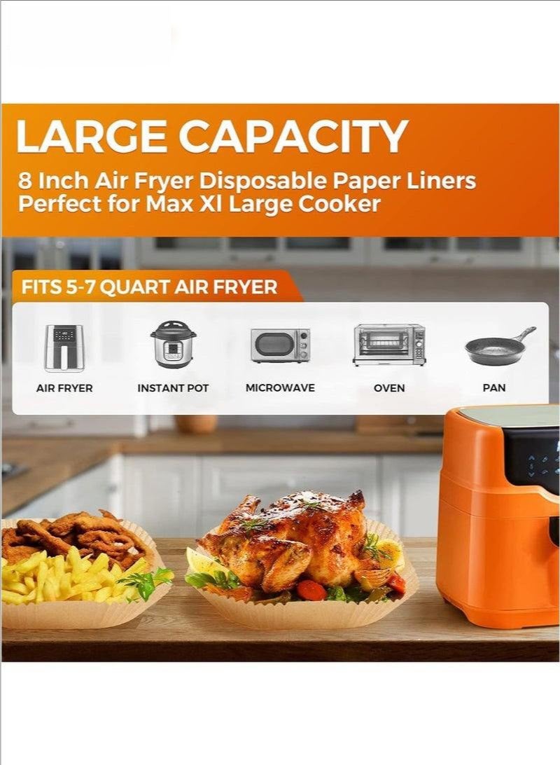 100-Pack Disposable Air Fryer Paper Liners - Non-Stick, Oil-Resistant, Waterproof Food-Grade Paper Pads for Roasting, Microwave & Baking - Image 3