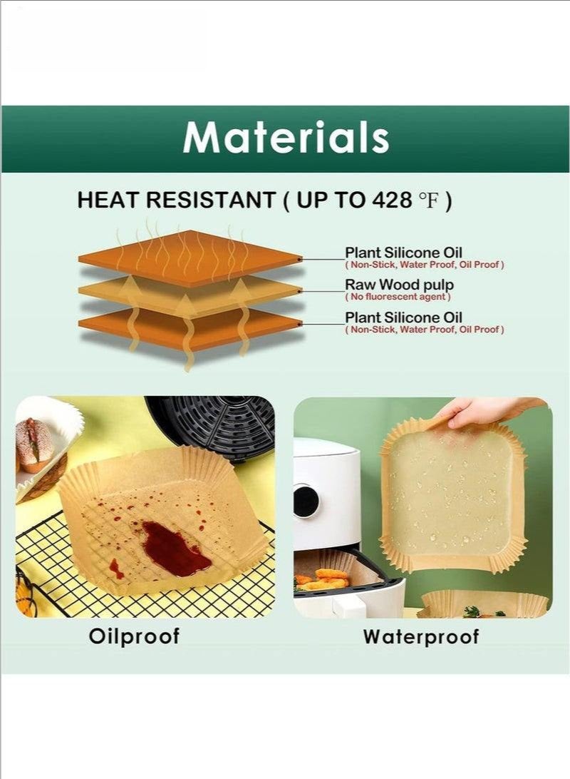 100-Pack Disposable Air Fryer Paper Liners - Non-Stick, Oil-Resistant, Waterproof Food-Grade Paper Pads for Roasting, Microwave & Baking - Image 5