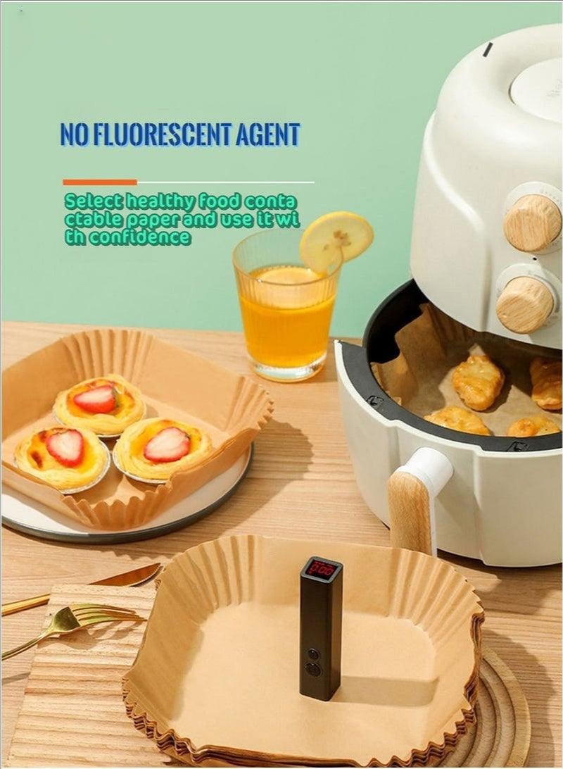 100-Pack Disposable Air Fryer Paper Liners - Non-Stick, Oil-Resistant, Waterproof Food-Grade Paper Pads for Roasting, Microwave & Baking - Image 2