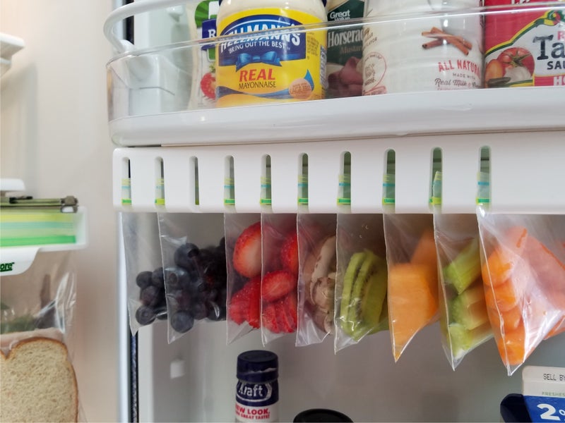 ZIP N STORE Zip n Store  Your Refrigerator Organizer  Ziploc Bags Easy Fridge Organizer  Organizes 10 Bags Perfect For Leftovers Easy To See  Install Access Food Does not come with Tracks  Door