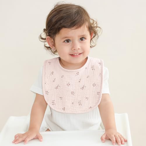 Susurration Muslin Baby Bibs 6 Pack Bandana Drool Bibs,Soft Square Adjustable Baby Drooling Bibs for Unisex Girls & Boys (Purple Print) - Image 3