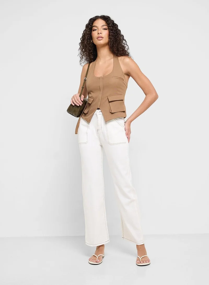 Ginger WHITE High Rise Straight Fit Jeans for Women | Best Price UAE