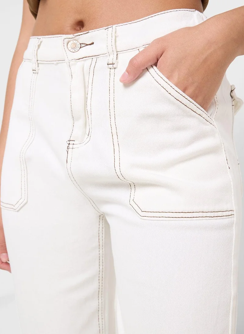 Ginger WHITE High Rise Straight Fit Jeans for Women | Best Price UAE