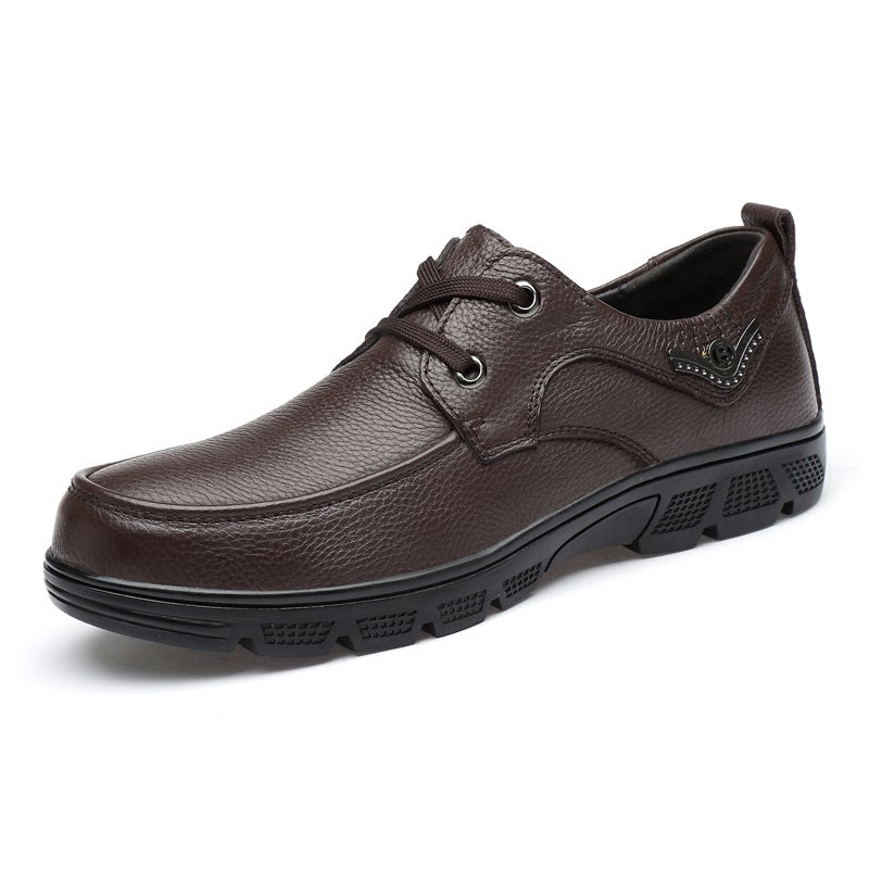 2023 High-Grade Men'S Casual Leather Shoes First Layer Cowhide Comfortable Middle-Aged Slip-On Dad Leather Shoes Work Shoes - Image 2