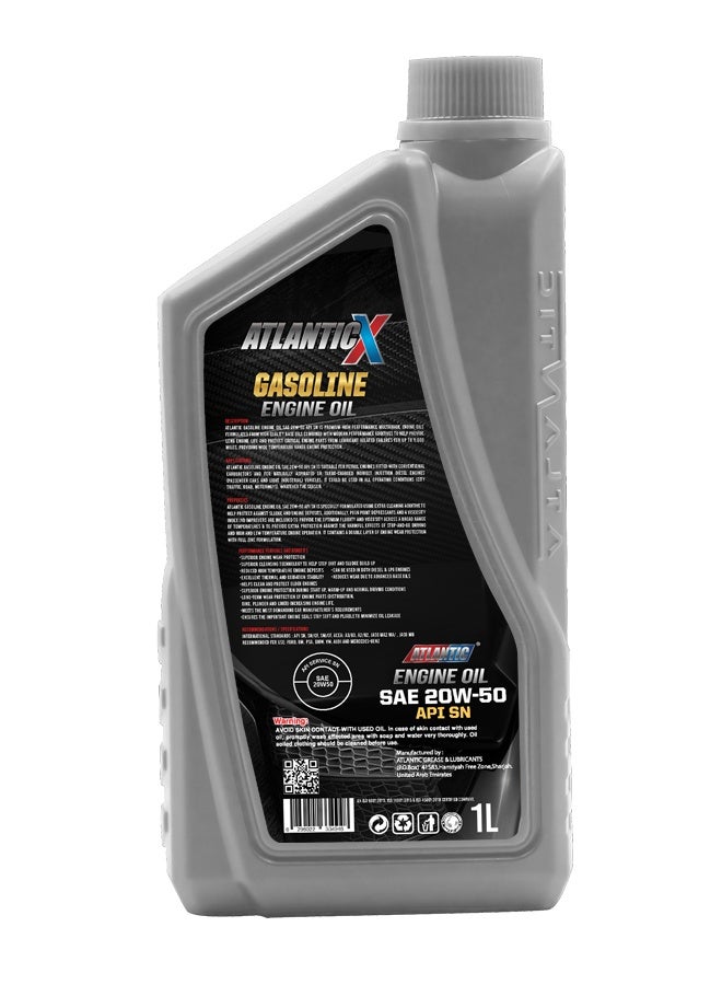 Atlantic X Gasoline Engine Oil 20W50 API SN 1 Liter - Image 1