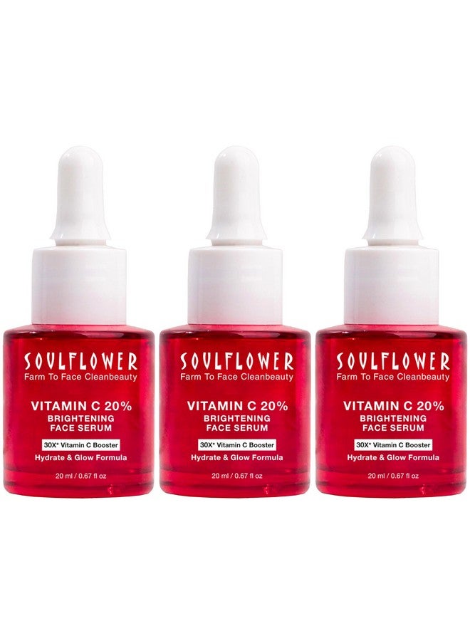Soulflower 20% Vitamin C Face Serum for Glowing Skin, Dark Spot Reduction, Pigmentation with Kakadu Plum, Lemon & Vitamin E for Men & Women | 30X* Vitamin C Glow Formula| 20ml each (Pack of 3) - Image 1