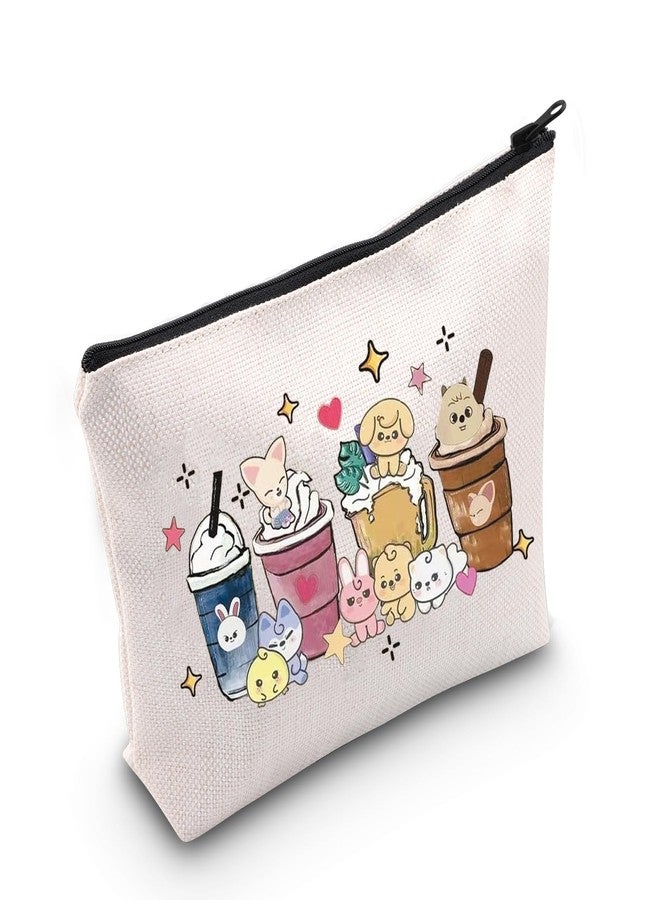 MEIKIUP Korean Group Gift Stay Fandom Makeup Bag Fans Cosmetic Bag Character Cosmetic Bag Korean Music Lover Merchandise（Tea Bag - Image 1