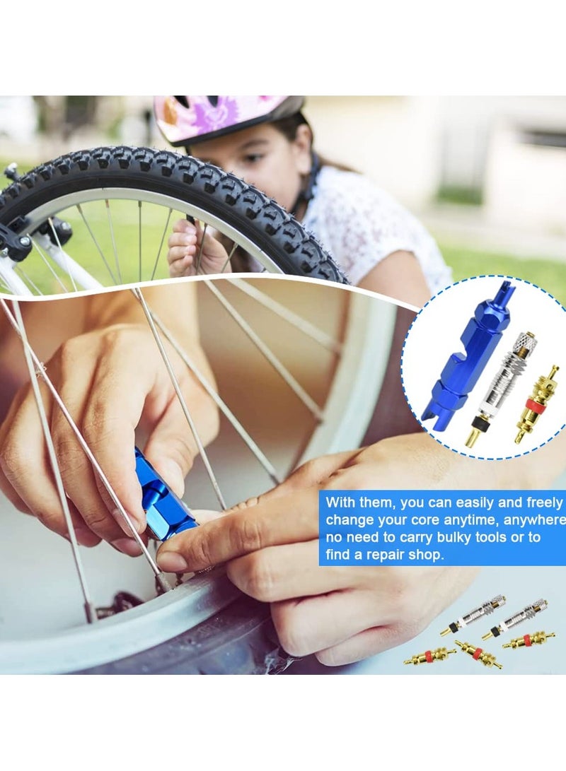 SYOSI 13Pcs Valve Core Remover Tool Kit Bike and Car Valve Core Repair Tool with Brass Replacement Presta and Schrader Valve Core Bike Bicycle Core Repair Tool For Universal Road Bike Car - Image 5