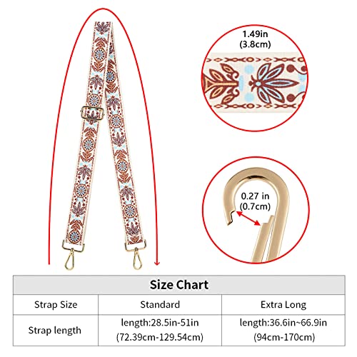 ZOOEASS Wide Shoulder Strap Adjustable Replacement Belt Guitar Style Crossbody Bag Handbag Strap Multicolor Canvas Straps(Wide:1.4in) (Color37) - Image 4
