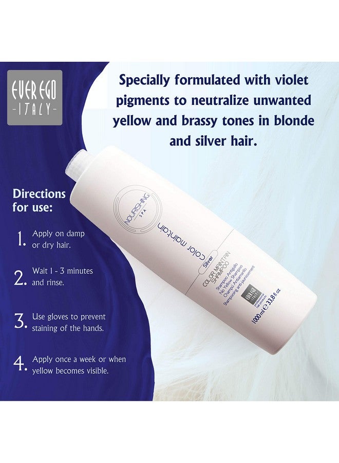 EVER EGO Italy Color Maintain Silver Shampoo For Bleached Blonde And Grey Hair ; Revitalizing And Moisturizing Hair Care Product For Men And Women ; 1L Bottle - Image 4