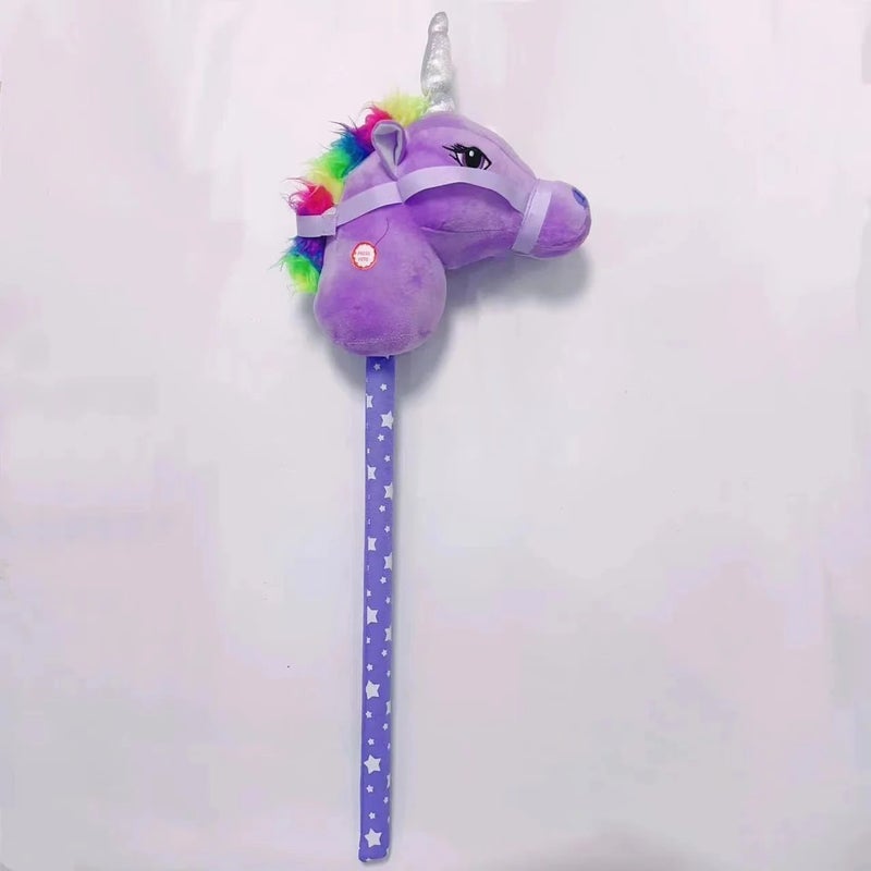 Y&D New Unicorn Hobby Horse Stick Head Riding Plush Toy Horse Riding Stick With Horse Sounds - Image 5