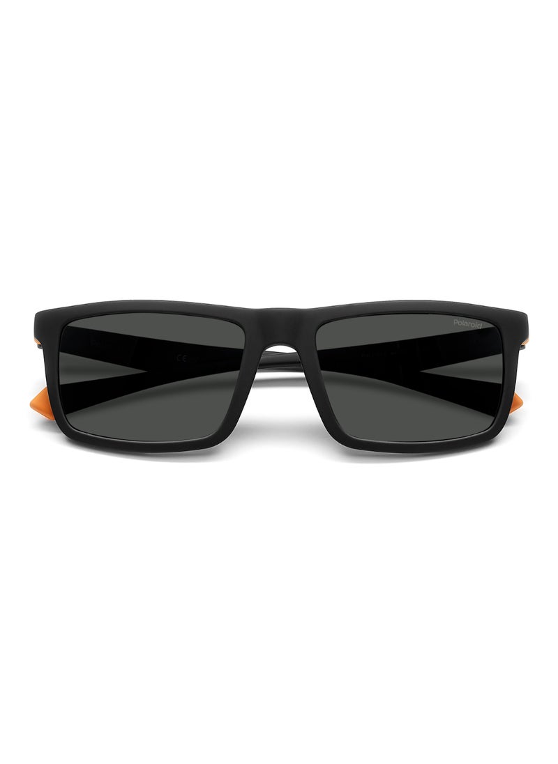 Polaroid Men's Polarized Rectangular Shape  Sunglasses Pld 2134/S Grey 39 - Lens Size: 38.8 Mm - Blck Orng  - Image 4