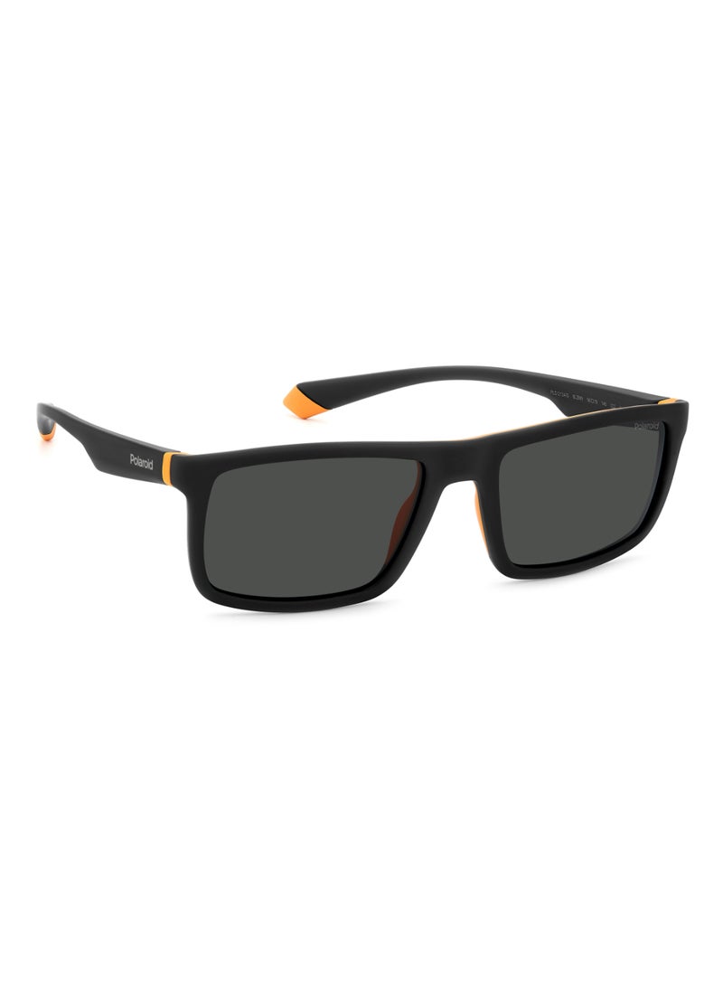 Polaroid Men's Polarized Rectangular Shape  Sunglasses Pld 2134/S Grey 39 - Lens Size: 38.8 Mm - Blck Orng  - Image 2