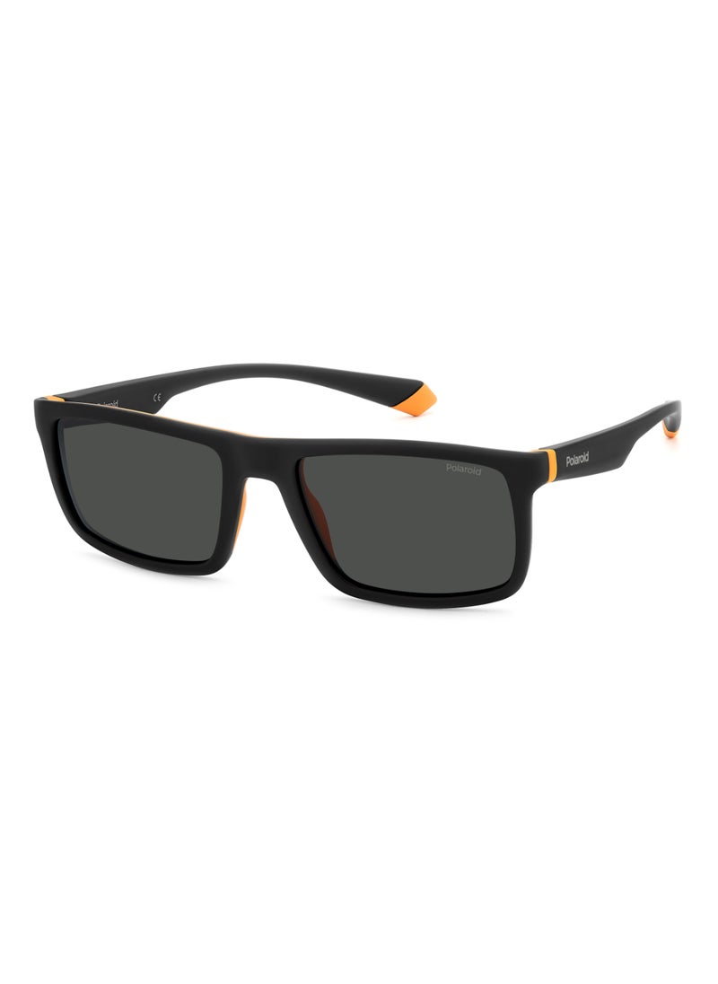 Polaroid Men's Polarized Rectangular Shape  Sunglasses Pld 2134/S Grey 39 - Lens Size: 38.8 Mm - Blck Orng  - Image 1