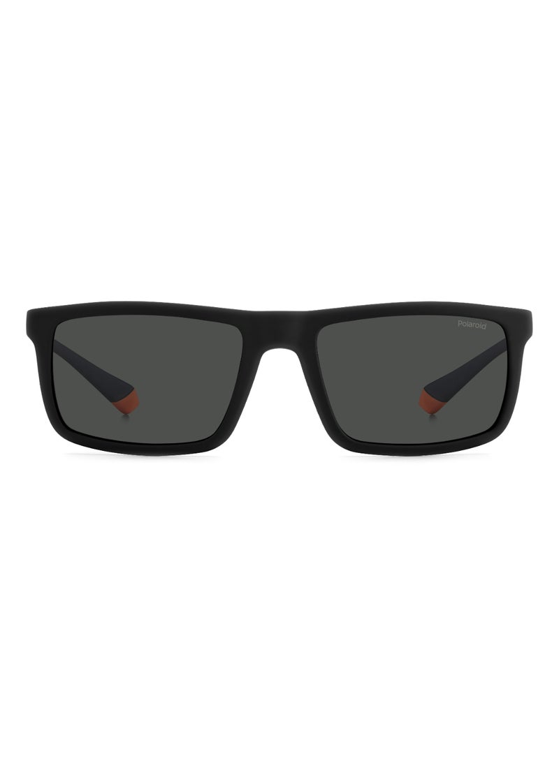Polaroid Men's Polarized Rectangular Shape  Sunglasses Pld 2134/S Grey 39 - Lens Size: 38.8 Mm - Blck Orng  - Image 3