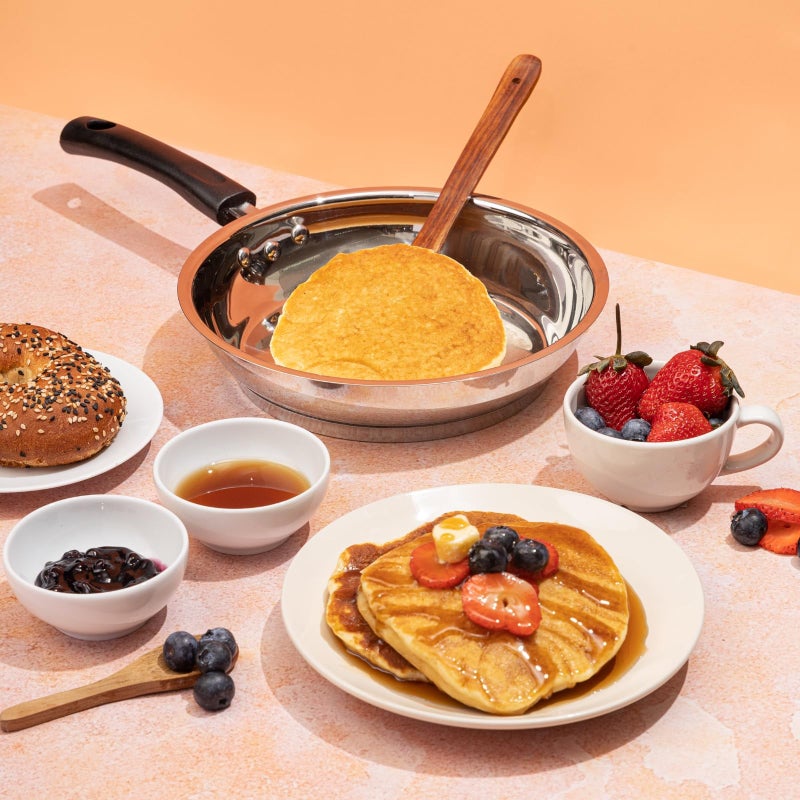 Vinod Stainless Steel Frypan - 20 cm | Skillet Pan for Frying | SAS Bottom | Cool Touch Bakelite Handle | Induction and Gas Base| 2 Year Warranty - Silver - Image 3