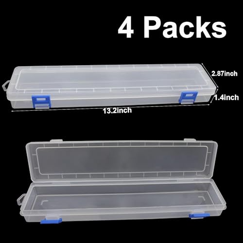 Yedadone 4 Pack Paint Brush Storage Box Clear Paint Brush Holder Long Brush Storage Case Watercolor Pen Container with Buckle - Image 2