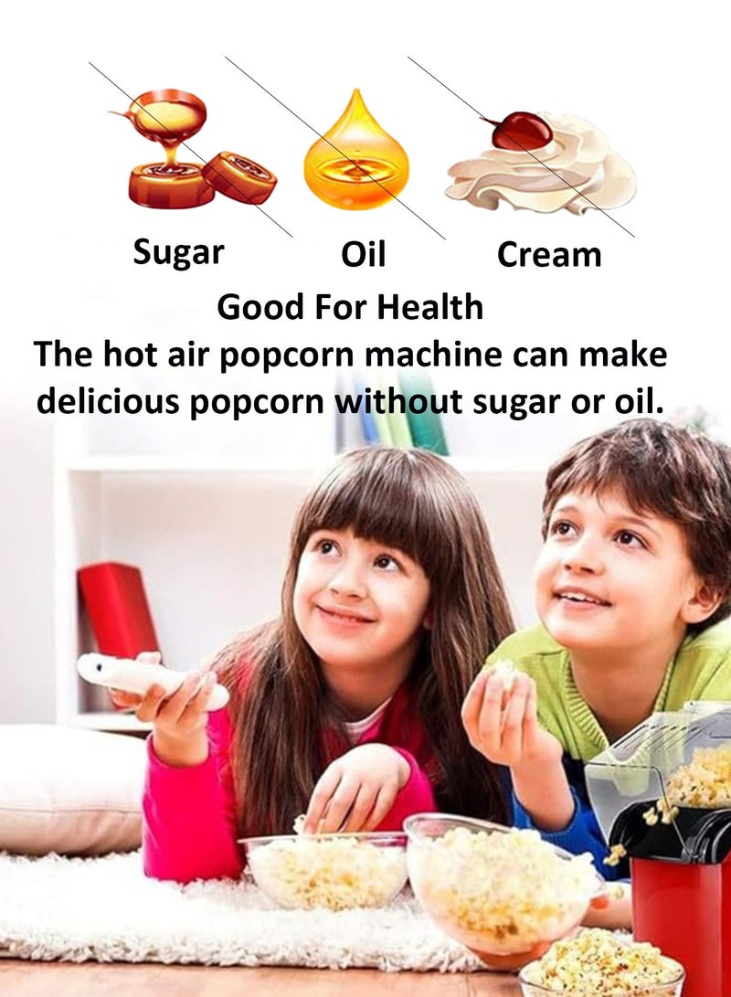 CubeG Hot Air Popcorn Maker 1200W, Automatic Popcorn Machine, Quick to Complete Healthy Food in 2-3 Minutes Household Popcorn Maker, Fast and Easy-to-Use Mini Popcorn Machine Red - Image 4