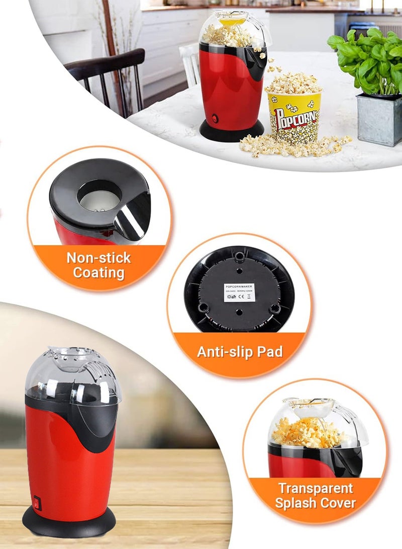 CubeG Hot Air Popcorn Maker 1200W, Automatic Popcorn Machine, Quick to Complete Healthy Food in 2-3 Minutes Household Popcorn Maker, Fast and Easy-to-Use Mini Popcorn Machine Red - Image 5