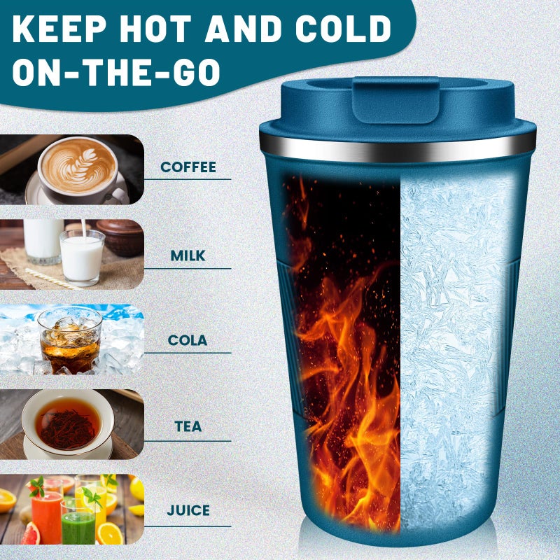 DUBUXW Insulated Coffee Tumblers with Flip Lid 12oz / 17oz, Stainless Steel Travel Coffee Mug Leak Proof, Vacuum Insulated Coffee Mug Reusable Cup, Keeps Cold and Hot for Coffee Tea - Image 5
