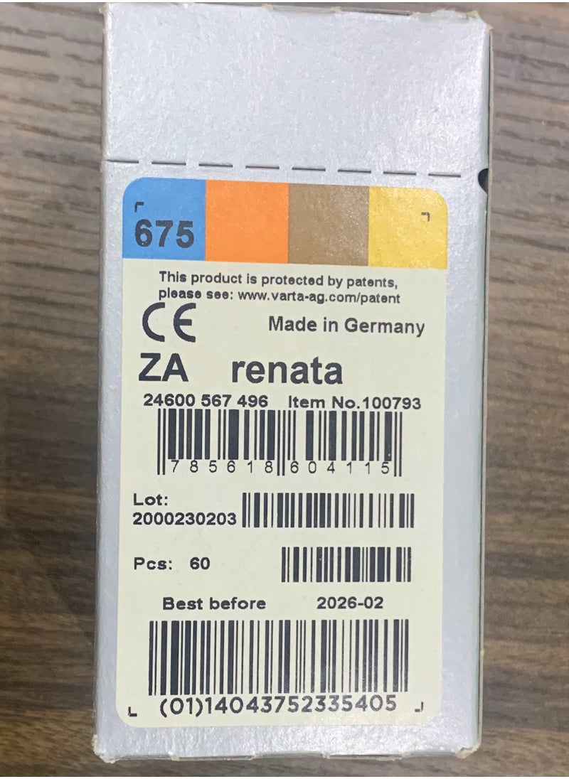 Renata - Hearing Aid Battery Renata Za Size 675 - 60's - Image 1