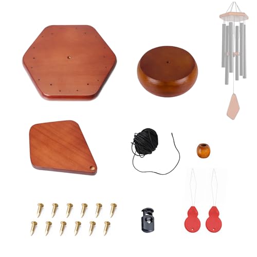 KK magsun Wind Chime Parts Replacement, 20 PCS Wind Chime Repair Kit Including Hexagon Top, Clapper, Wind Catcher, 16.4FT Nylon Cord, Brass Pin, Wind Chime Supplies for DIY Wind Chimes Making and Restring - Image 1