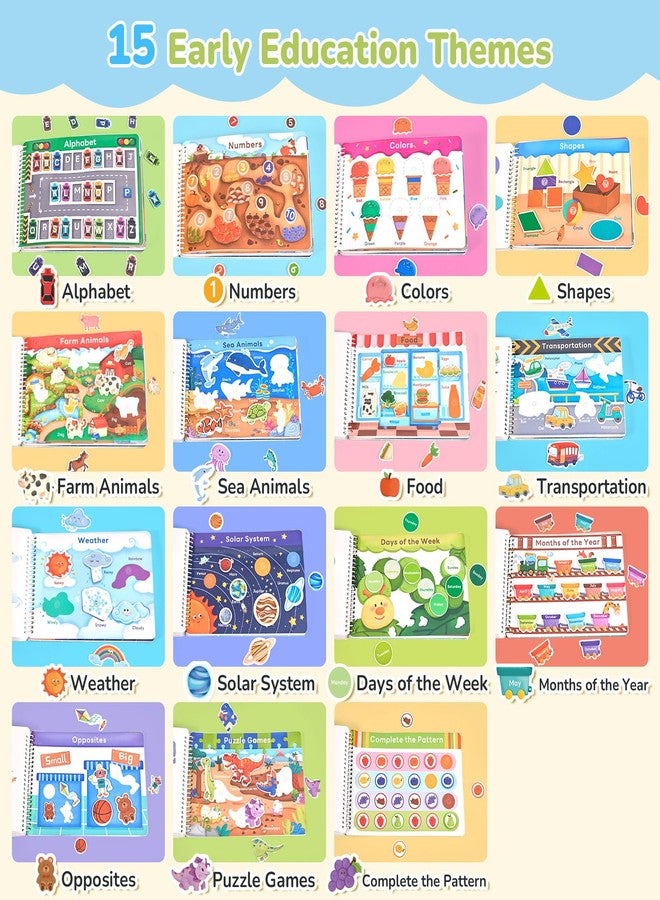JoyCat كتاب JoyCat Preschool Busy Book للأطفال من سن 3 إلى 5 سنوات، أنشطة تعليمية، ألعاب حسية تعليمية، مواد تعليمية لمرضى التوحد، العودة إلى المدرسة، هدايا أعياد الميلاد للأولاد والبنات - Image 3