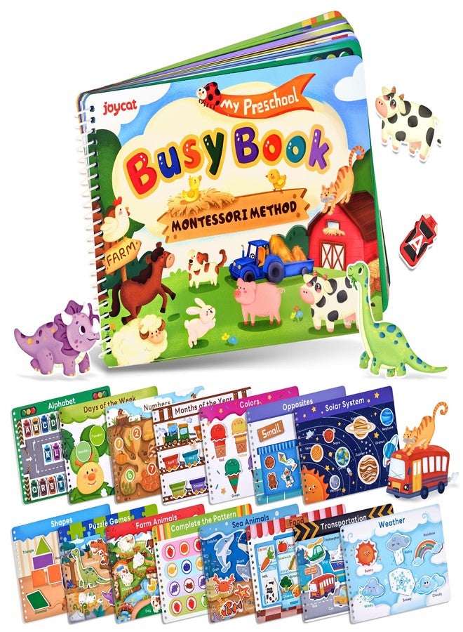 JoyCat كتاب JoyCat Preschool Busy Book للأطفال من سن 3 إلى 5 سنوات، أنشطة تعليمية، ألعاب حسية تعليمية، مواد تعليمية لمرضى التوحد، العودة إلى المدرسة، هدايا أعياد الميلاد للأولاد والبنات - Image 1