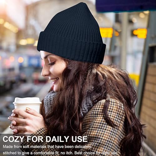 NORTHWIND Ribbed Winter Cap for Men and Women, Beanie Woolen Cap for Women, Winter Wear, Beanie Cap for Men, Woolen Cap for Man (Navy) - Image 3
