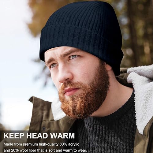 NORTHWIND Ribbed Winter Cap for Men and Women, Beanie Woolen Cap for Women, Winter Wear, Beanie Cap for Men, Woolen Cap for Man (Navy) - Image 2