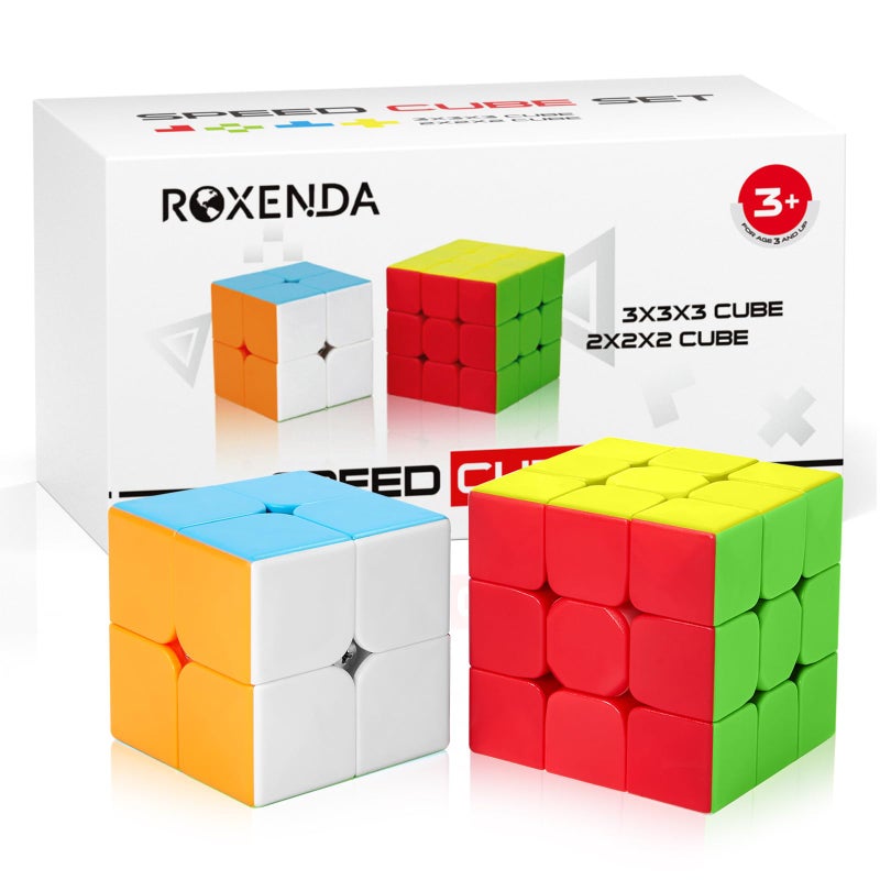 Roxenda مكعب روكساندا السحري، مجموعة مكعبات السرعة مع 2 × 2 و 3 × 3 مكعبات أصلية، مكعب سرعة مع تعليمات (بدون ملصقات) - Image 1