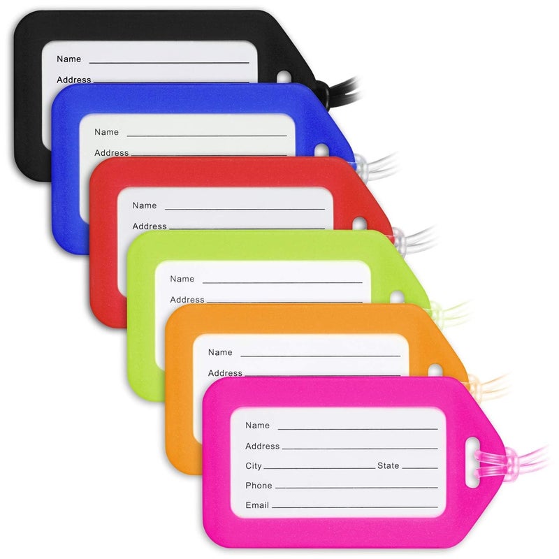 Mifflin-USA Luggage Tags (Assorted, 6 PK), Bag Tag for Baggage, Suitcase Tags Bulk - Image 1