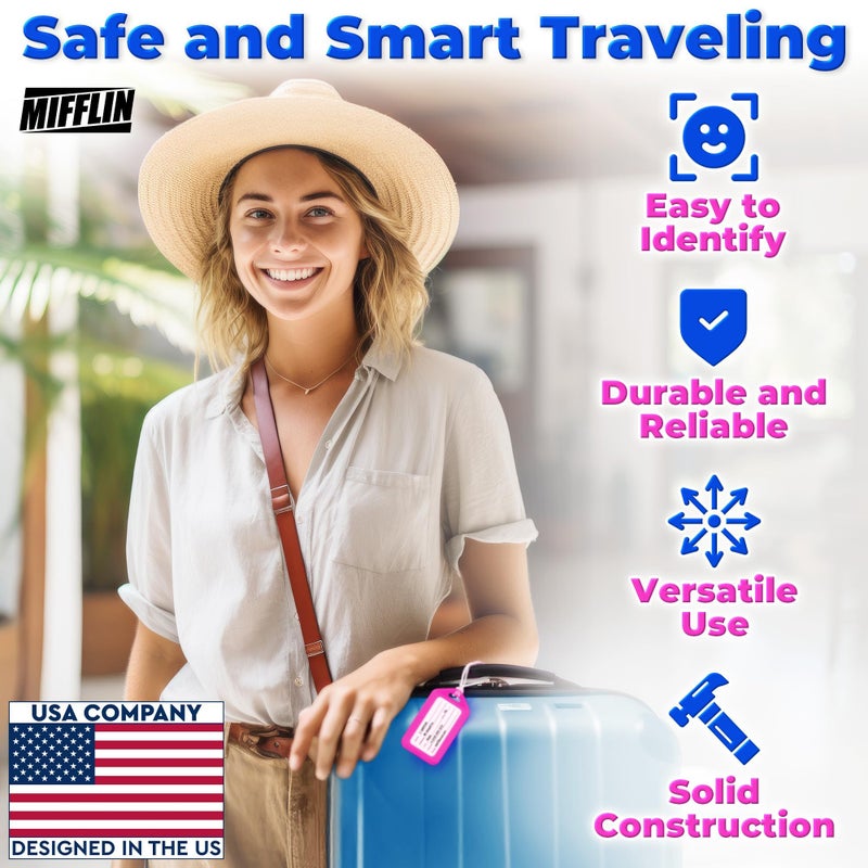 Mifflin-USA Luggage Tags (Assorted, 6 PK), Bag Tag for Baggage, Suitcase Tags Bulk - Image 2